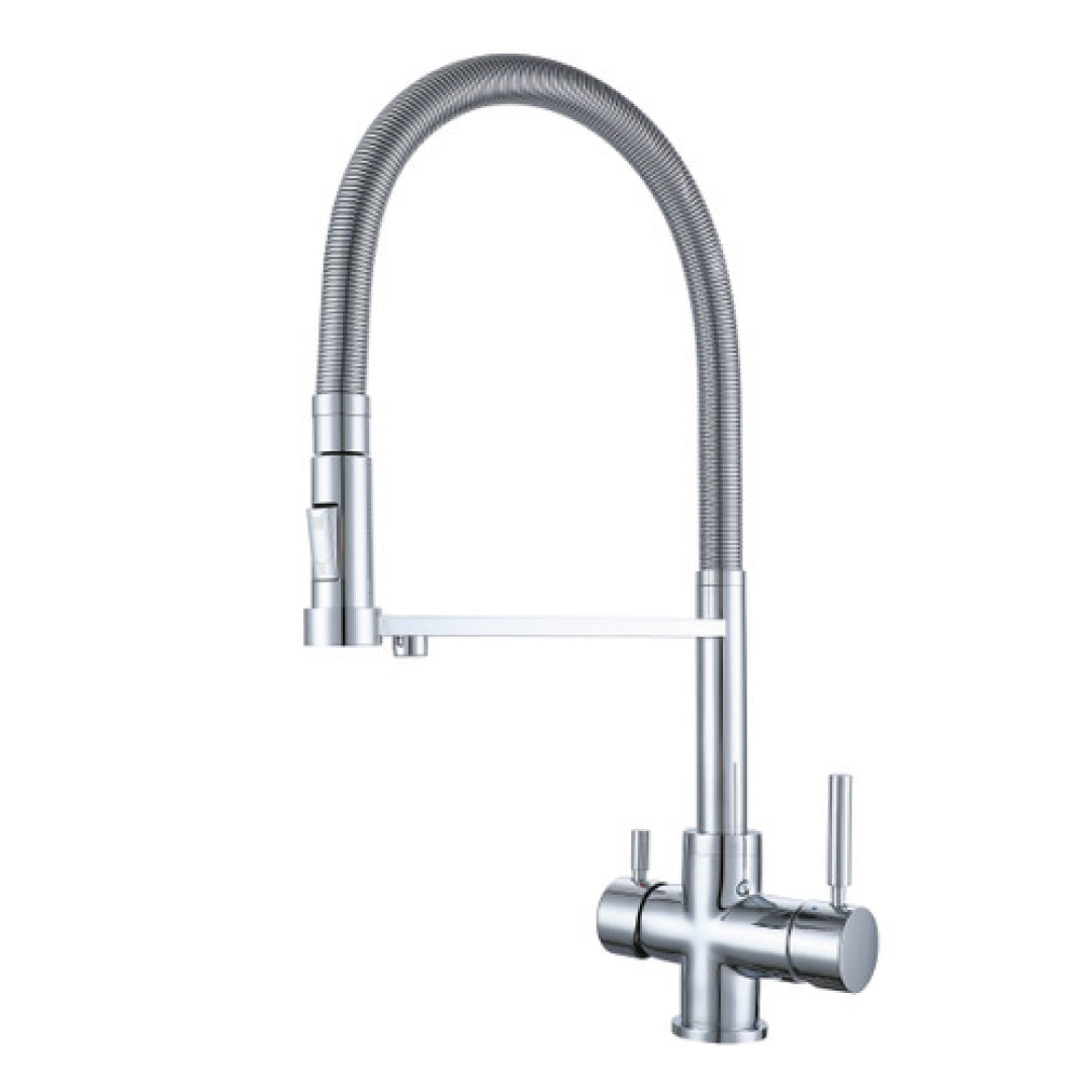 Rubinetto 3 Vie Doccetta a Molla Per Acqua Depurata Rubinetto Per Depuratore